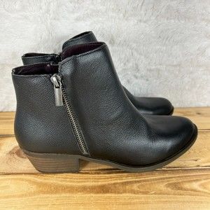 Kensie Womens Size 8 8.5 9 Ghita Black Leather Short Ankle Double Zip Boots NEW